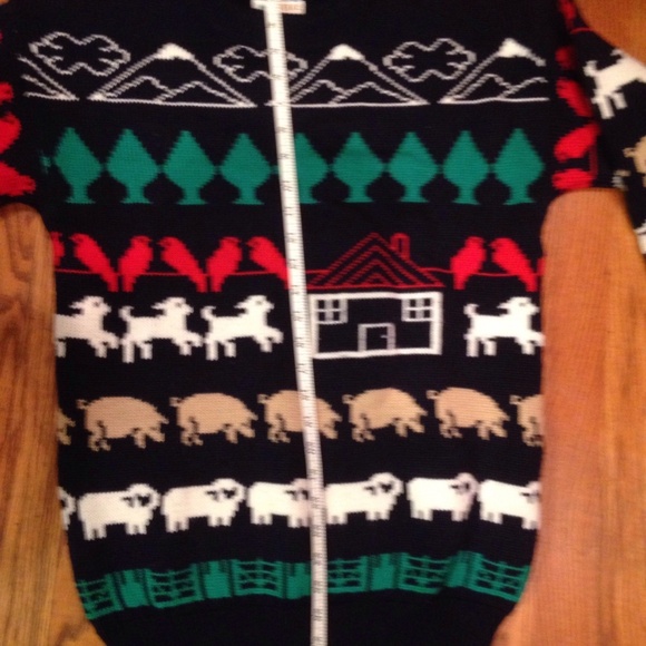 VTG Animal Farm Pig Sheep Lamp Wool Sweater Small - Picture 7 of 8